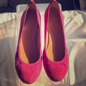 Jcrew pink suede flats size 6.5