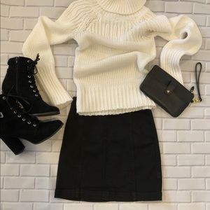 Free People black jean mini skirt