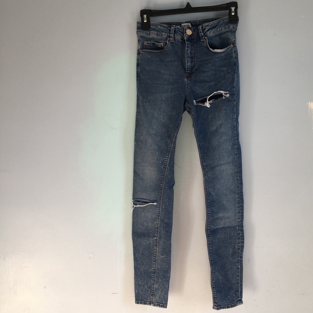 Asos blue ripped skinny jeans
