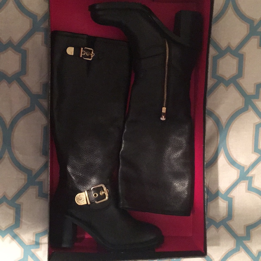 Vince Camuto Tall Boots with Gold Hardware