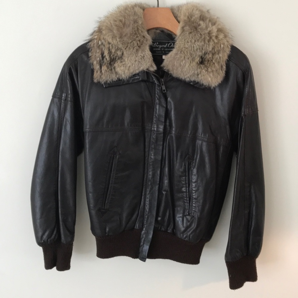 Woman’s Vintage Leather and Fur Jacket size 8