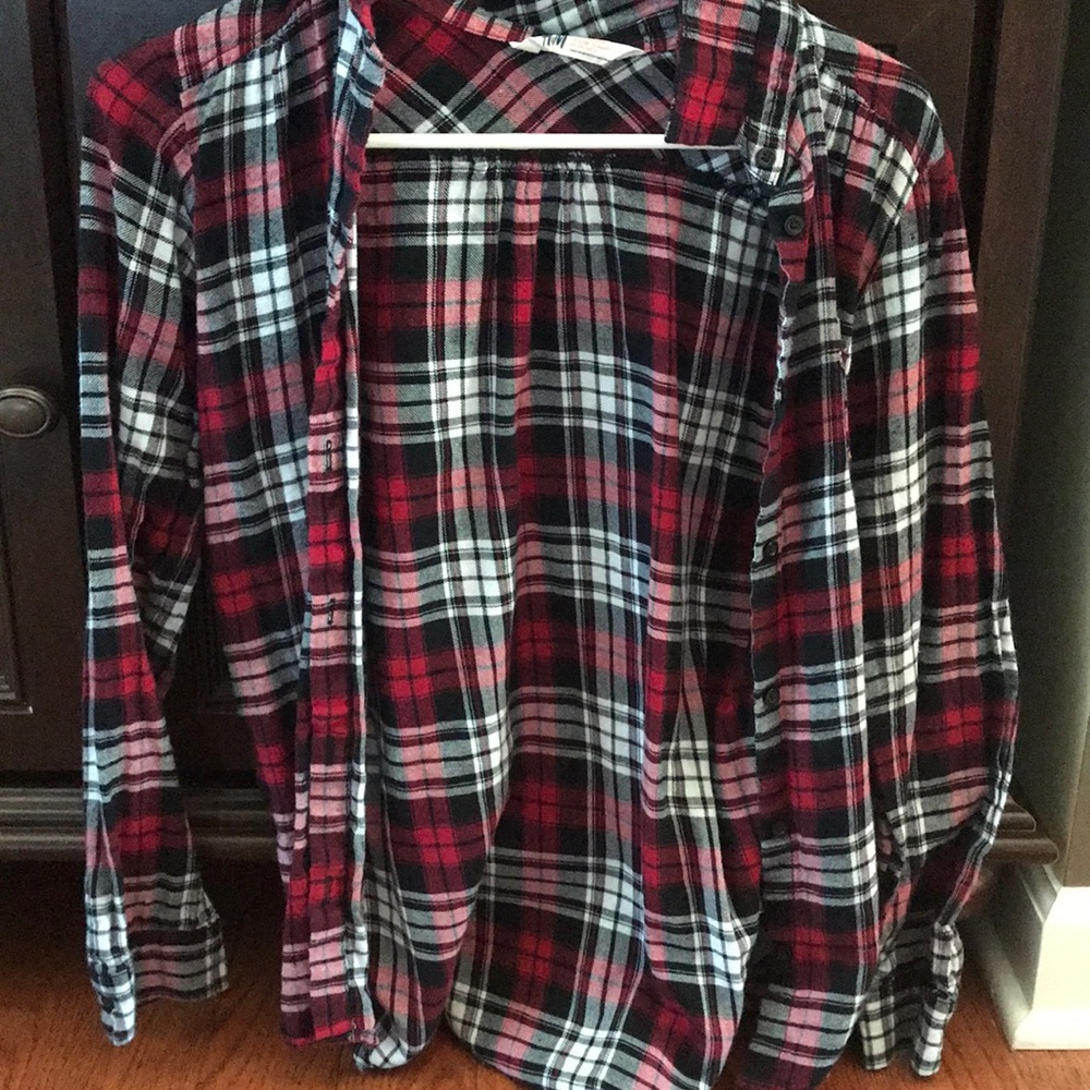 Red H&M Flannel Plaid Shirt- read description