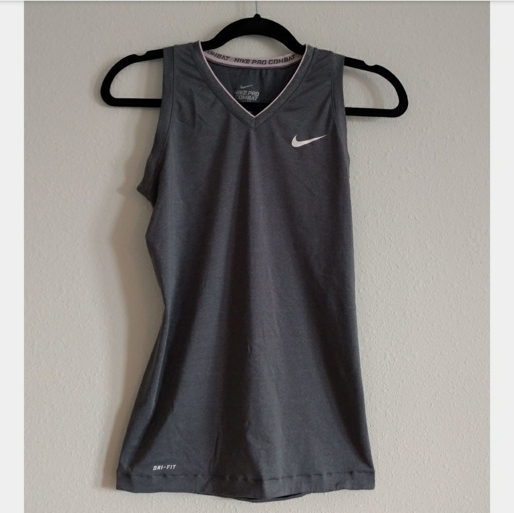 Gray Nike Pro Combat Dri-fit Workout Shirt