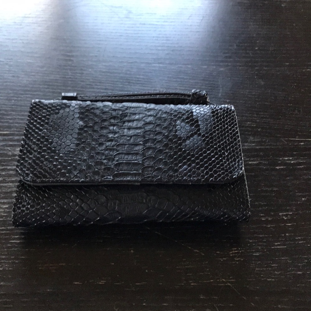 NWT snakeskin leather clutch