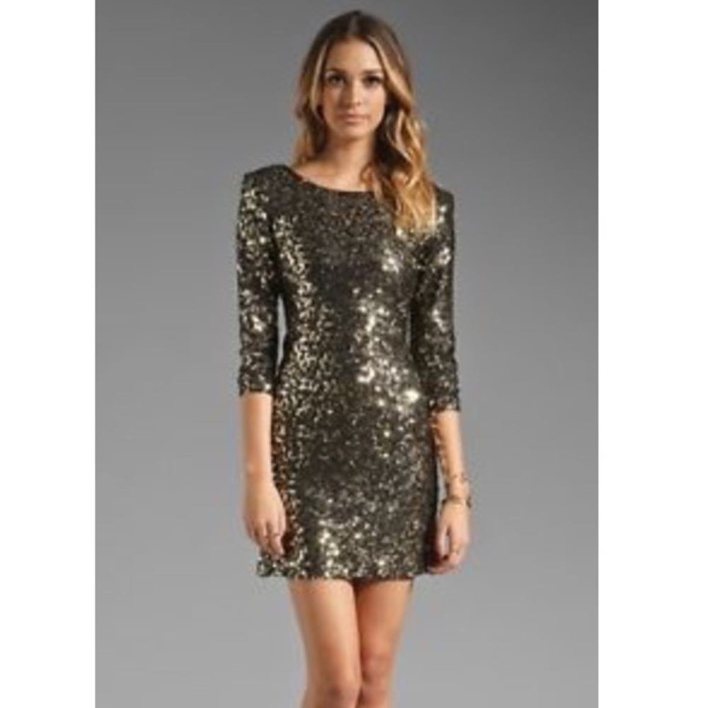 MM Couture Size Small Black and Gold sequin dress