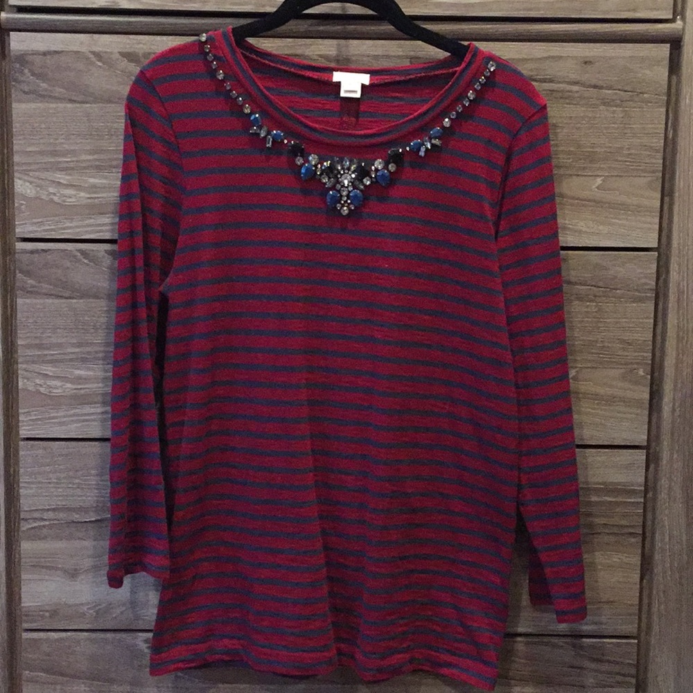 J. Crew jeweled crew neck shirt