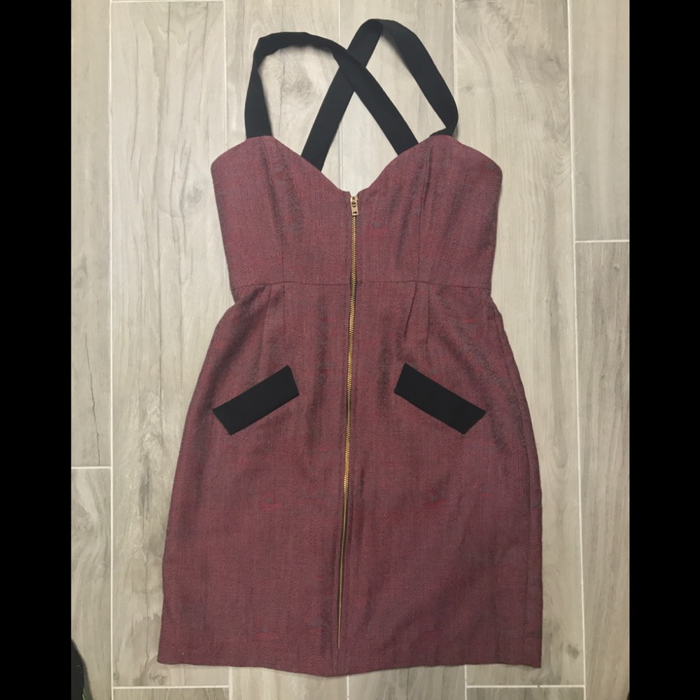 Leona Leonard Berry Zipper Dress, NWT, size 2