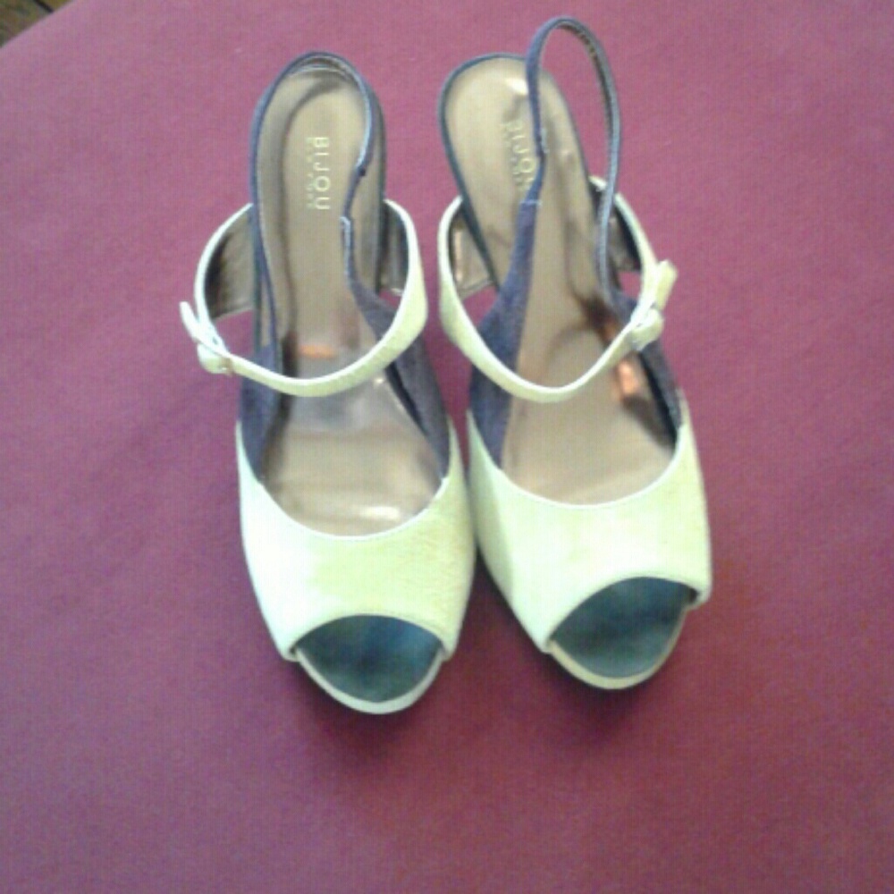 Bijou New York Chartreuse and Brown Strappy Heels