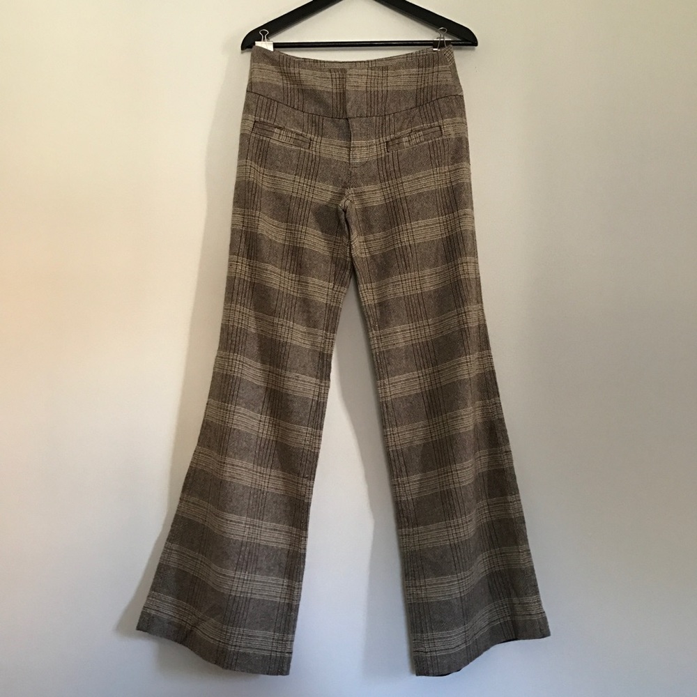 Anthropologie metallic tweed wide leg trousers