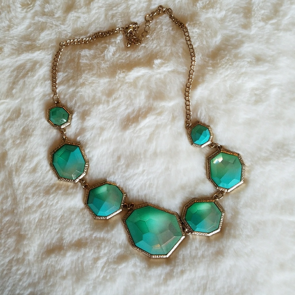 NEW Turquoise & Gold Statement Necklace