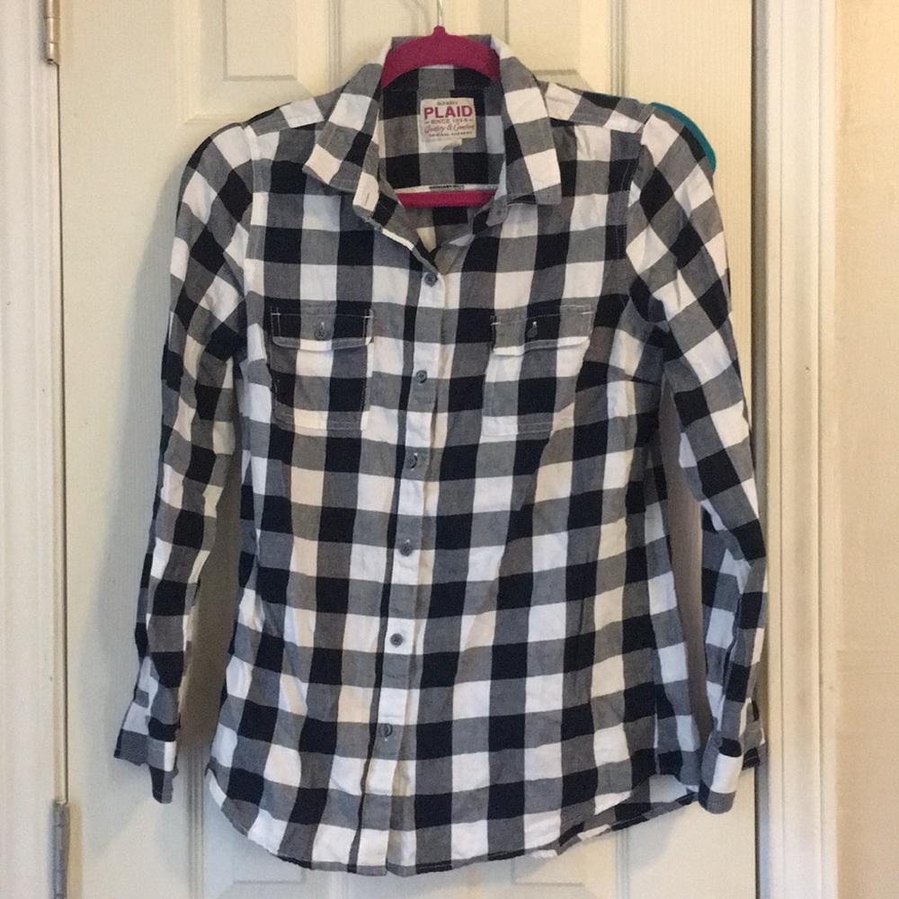 Old Navy Black & White Plaid Flannel