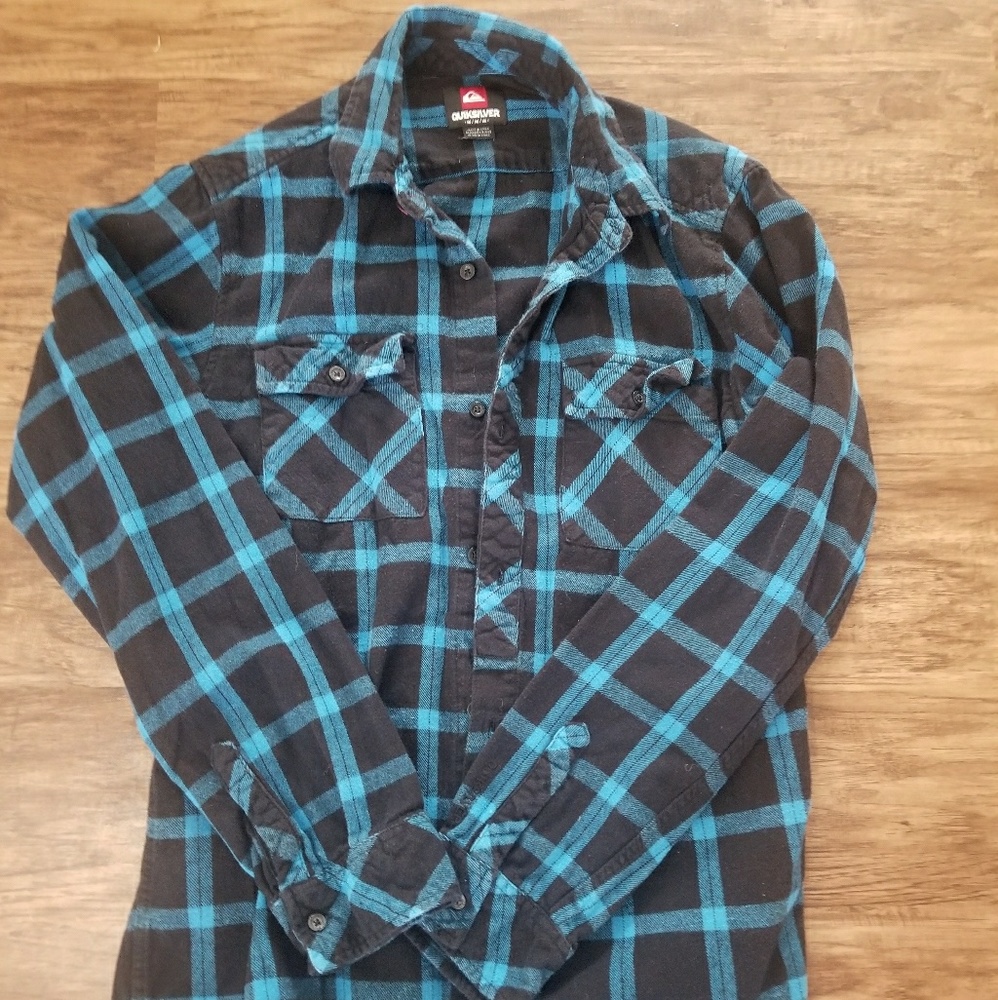 Quicksilver Men's Black and Blue Flannel