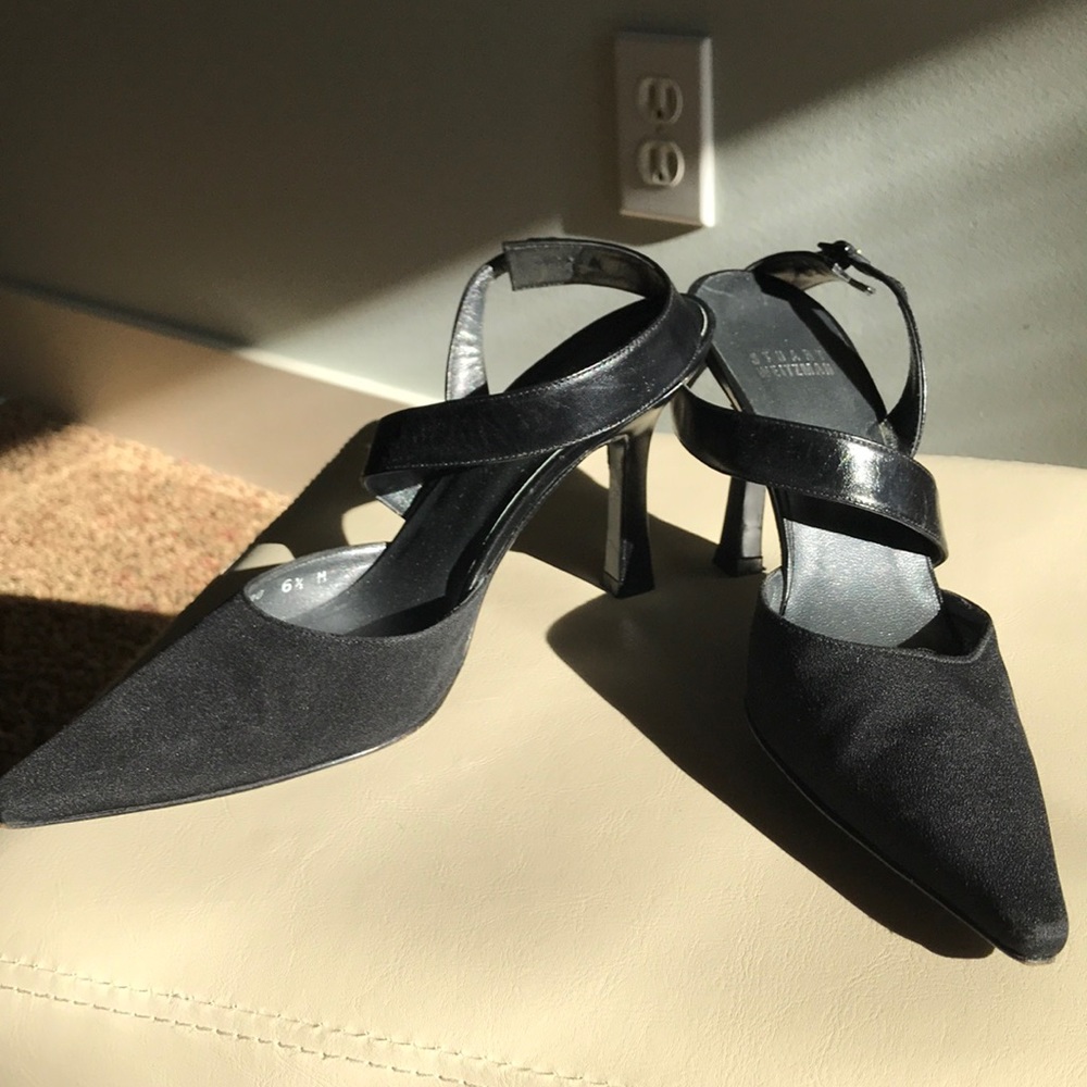 Stuart Weitzman Pointy Toe Sling Back Heels