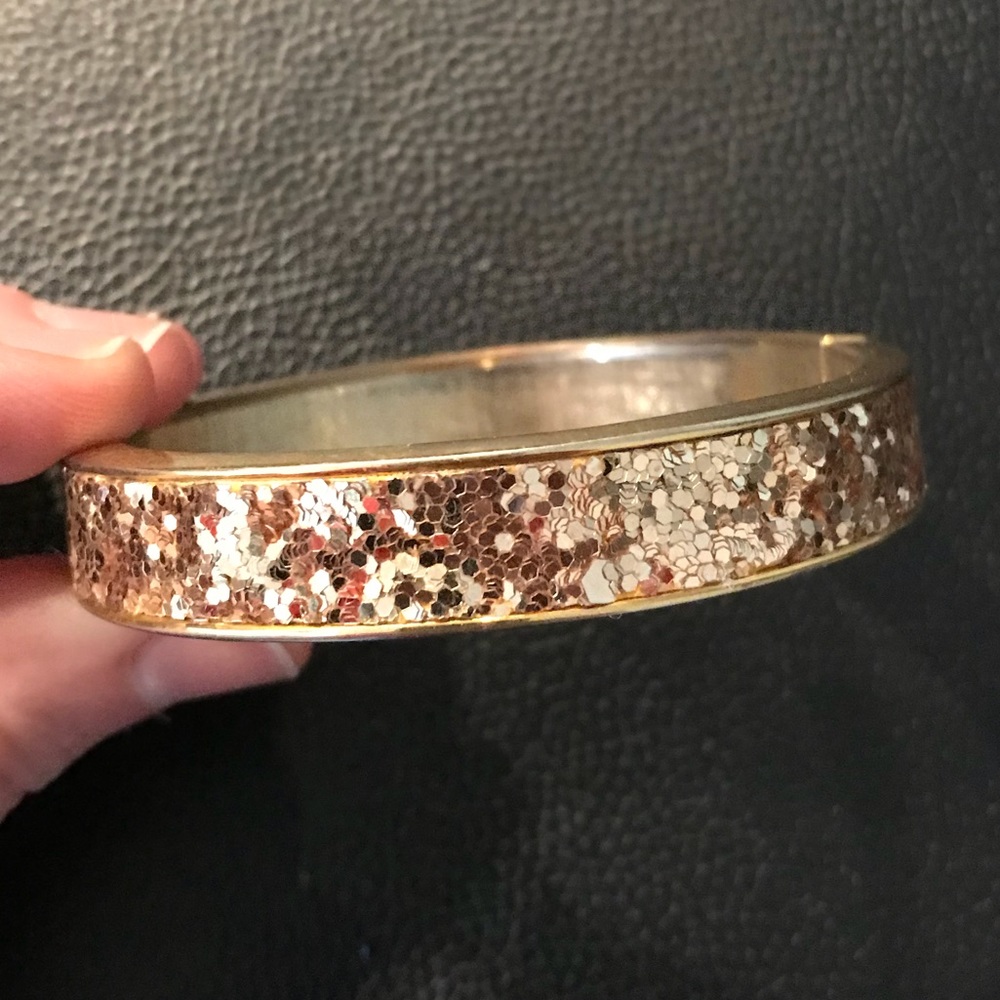 Gold sparkle hinged bangle bracelet