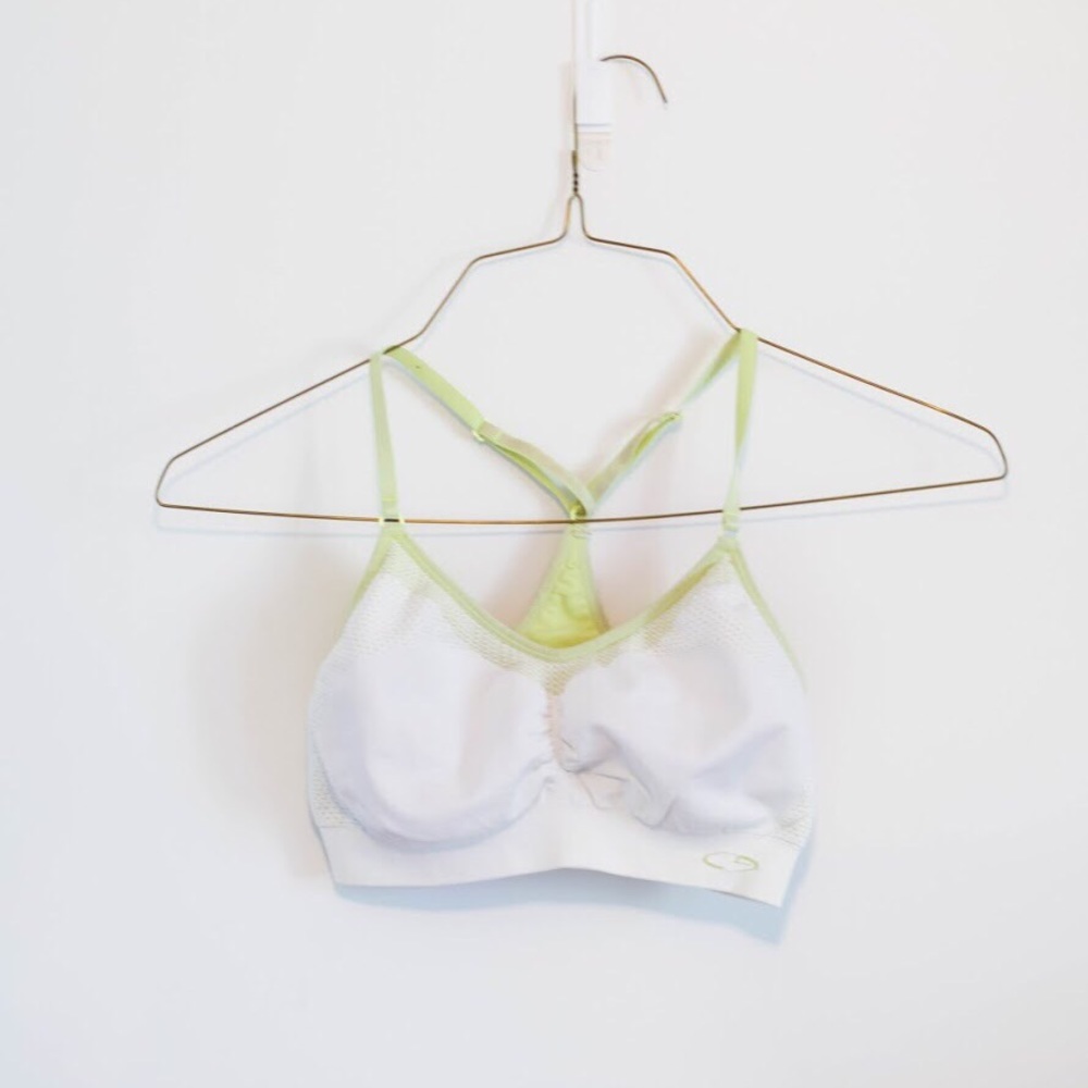 Neon yellow sports bra