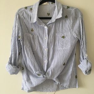 Cactus embroidered button up