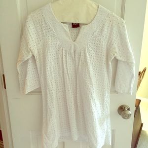 Maternity- White Eyelet Top