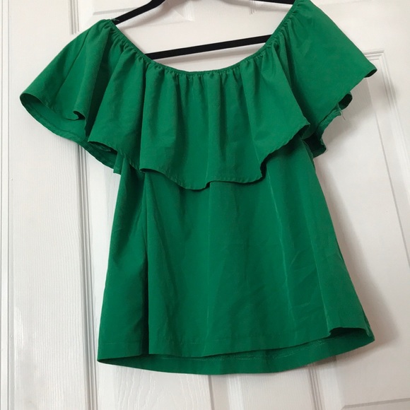 Green off the shoulder blouse - Picture 2 of 2