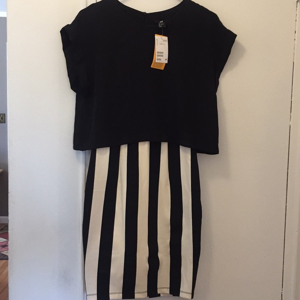 NEW H&M  stretch black and White dress size 6