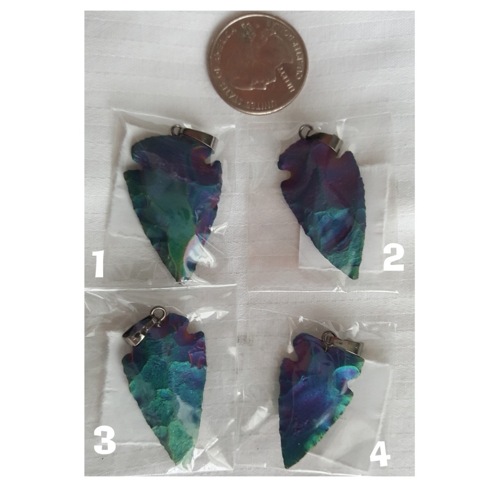 💕 5🌟(LAST 1) Indian Onyx Agate Arrowhead Pendant - Picture 3 of 6