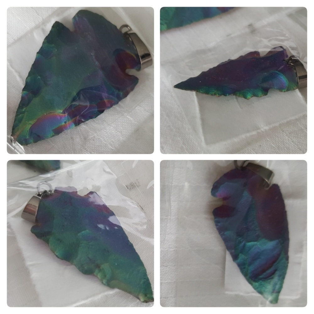 💕 5🌟(LAST 1) Indian Onyx Agate Arrowhead Pendant - Picture 4 of 6