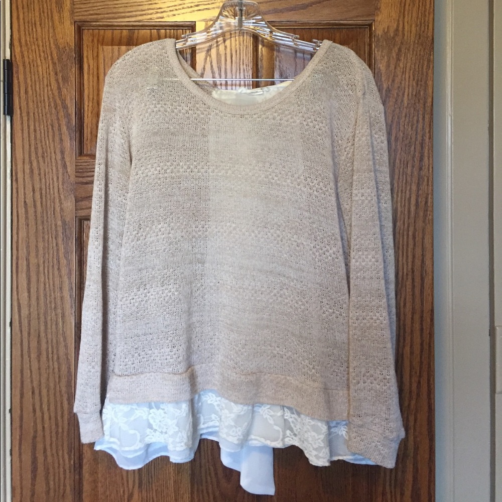 Anthropologie clu + willoughby lace sweater size M