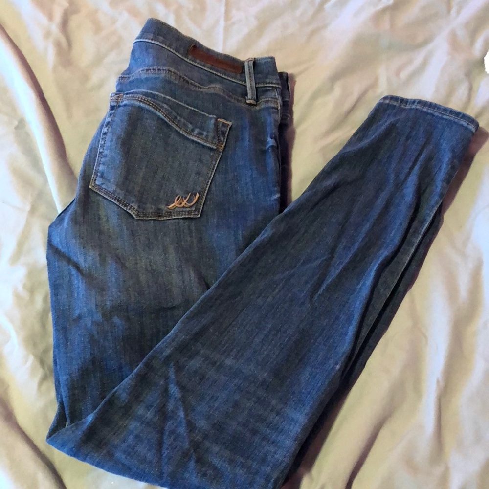 EXPRESS medium wash mid rise jegging