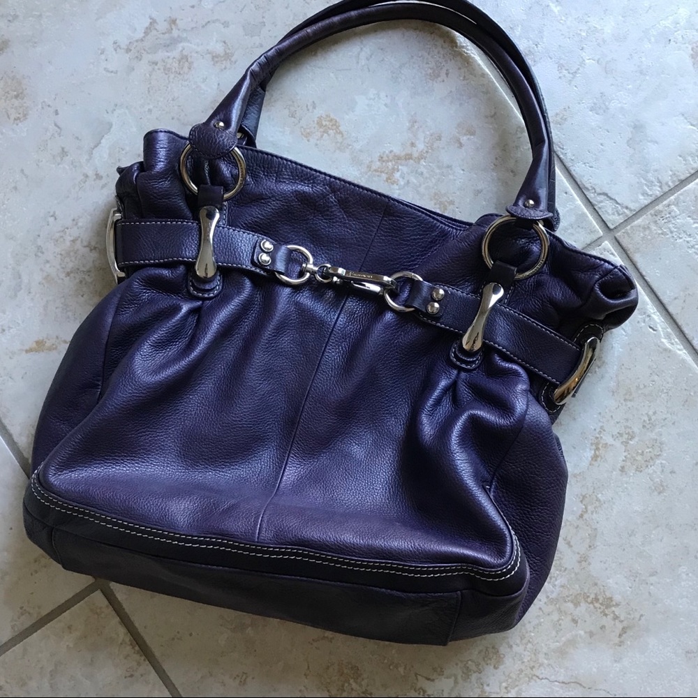 B. Makowsky Purple Leather Shoulder Bag
