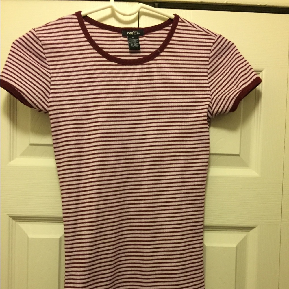 XS Rue 21 red and white striped shirt