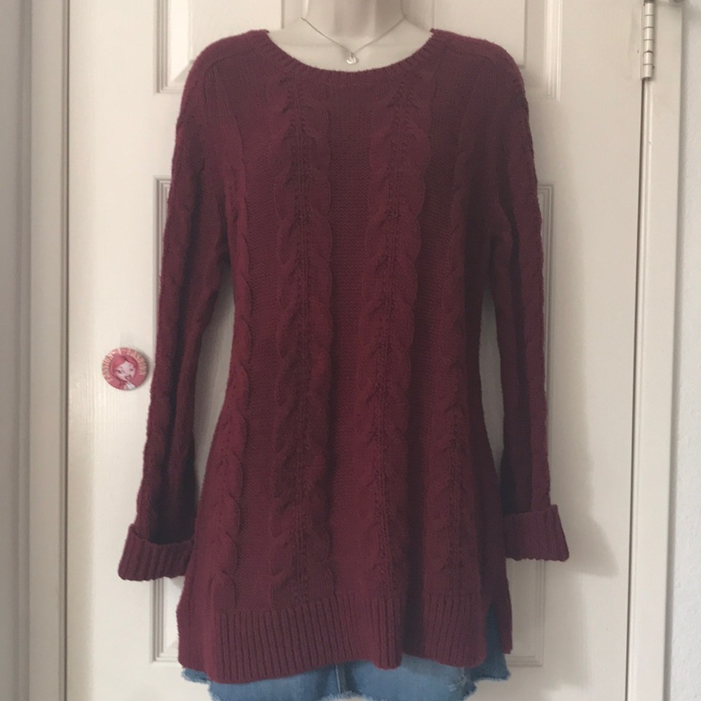 Ann Taylor Loft Merlot Long Sleeve Sweater