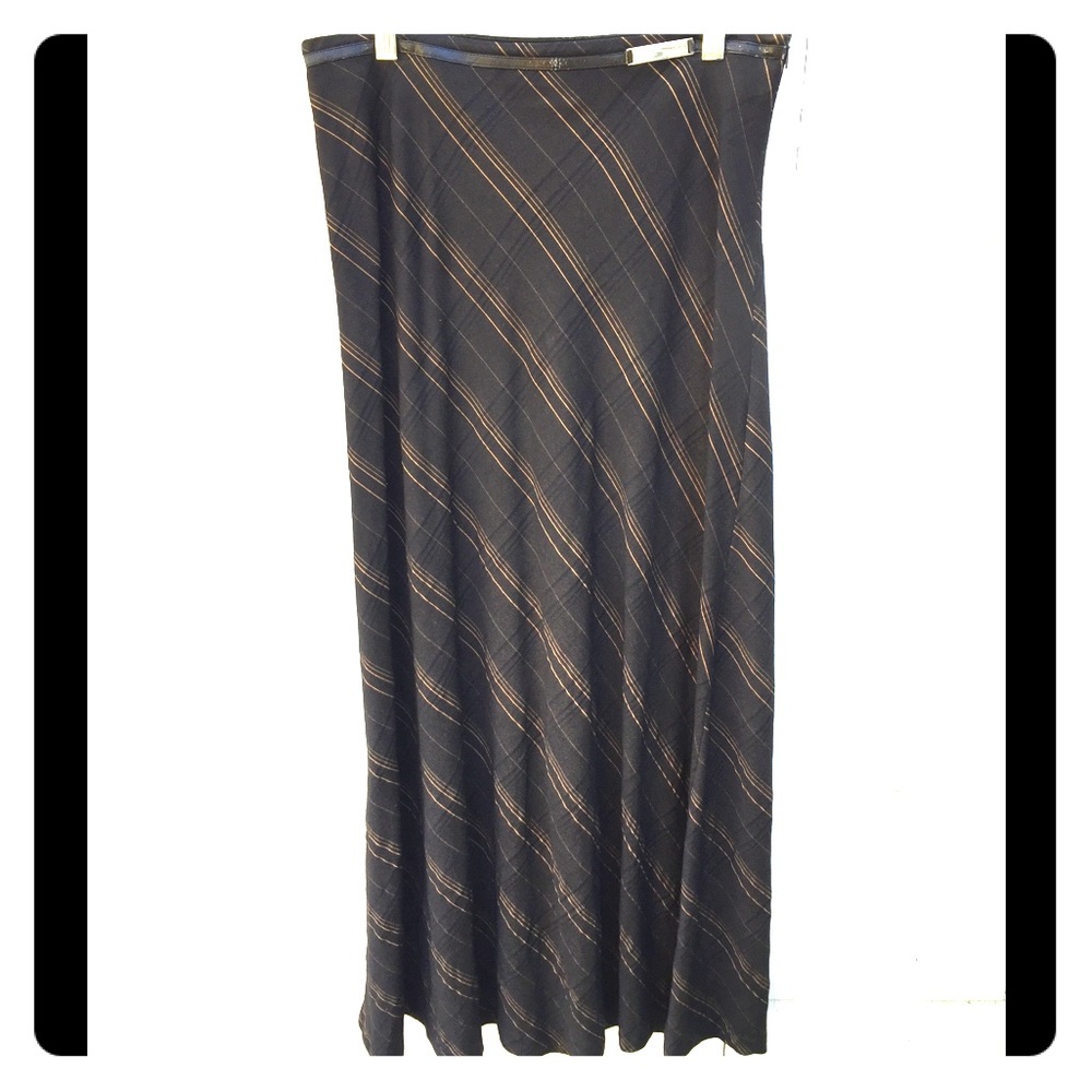 Black with Gold Stripes Maxi Skirt from Thailand!