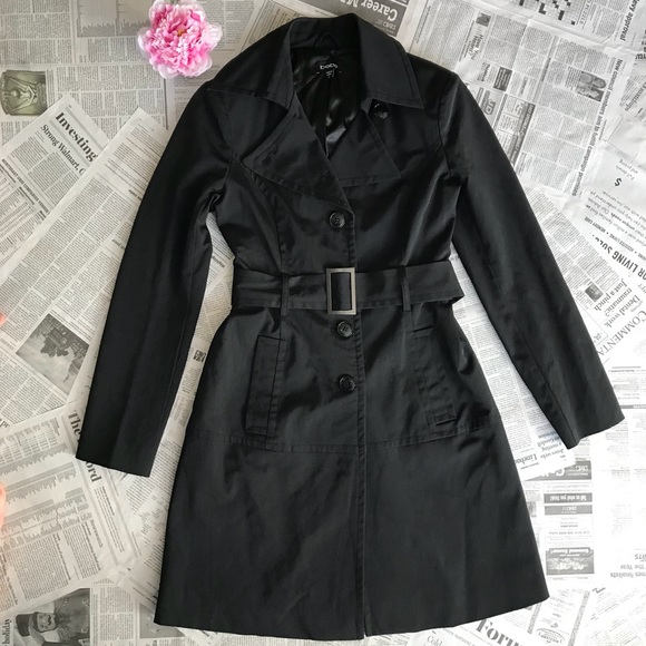 bebe black trench coat