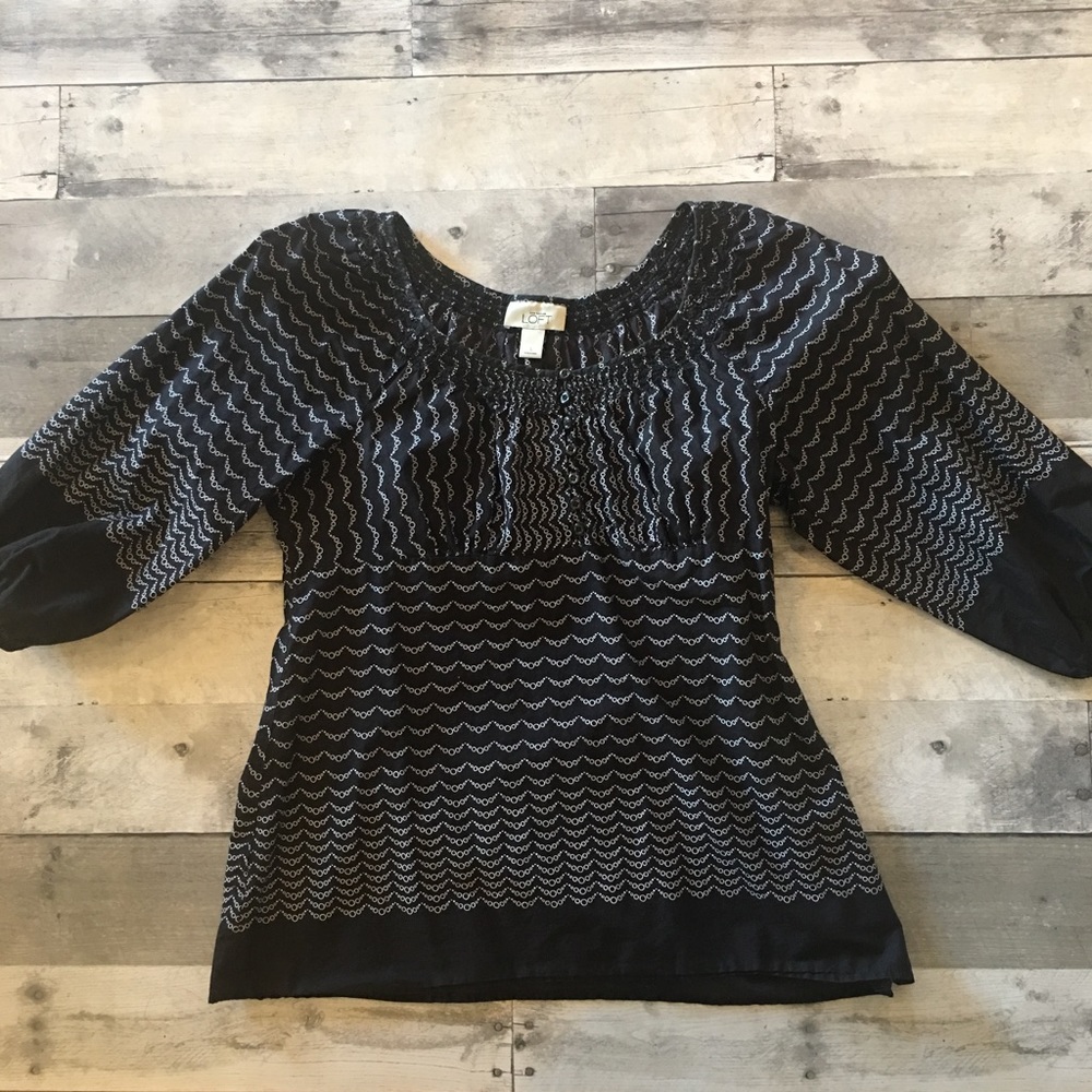 Ann Taylor LOFT Black and White Blouse - Large