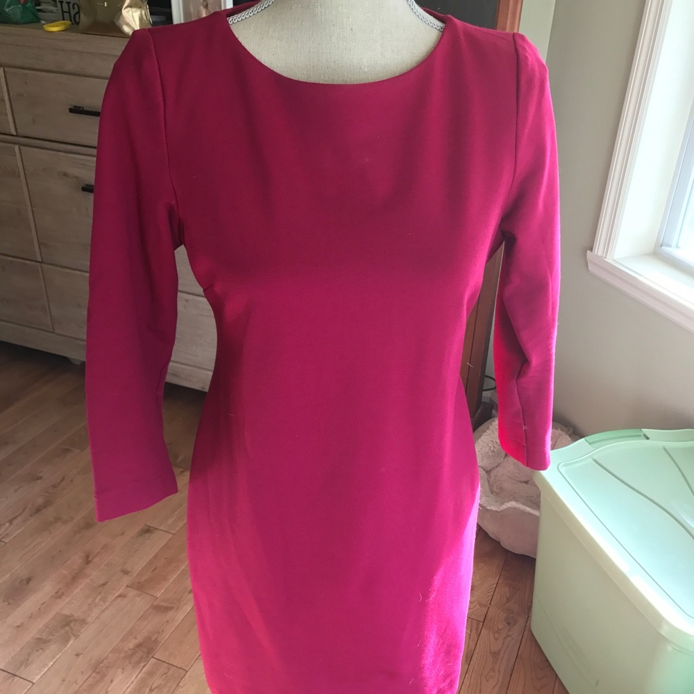 Taylor pink holiday long sleeved mini dress