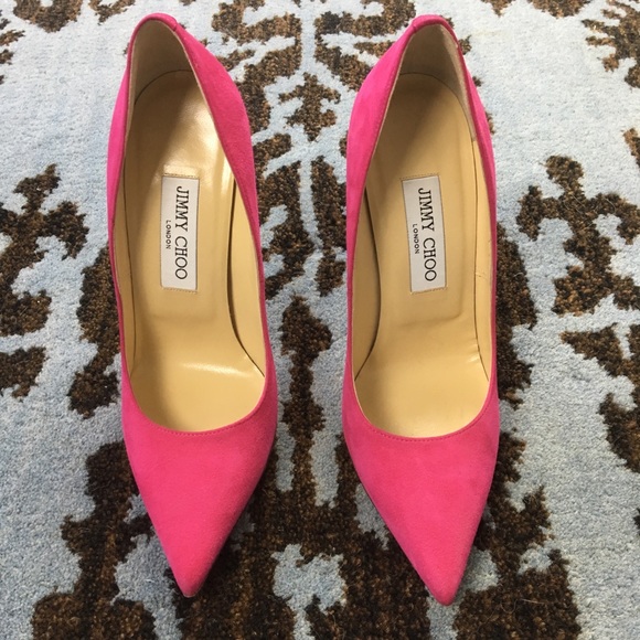 WORN ONCE! Jimmy Choo Pink Fuchsia Suede Anouk - Picture 3 of 8