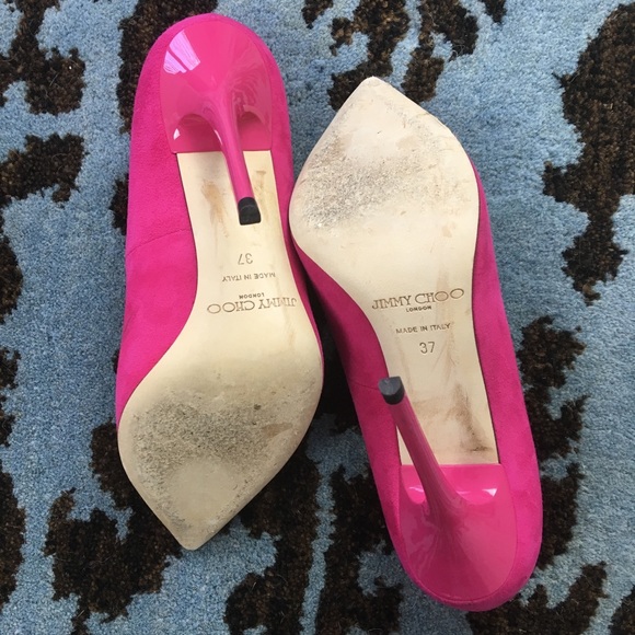 WORN ONCE! Jimmy Choo Pink Fuchsia Suede Anouk - Picture 2 of 8
