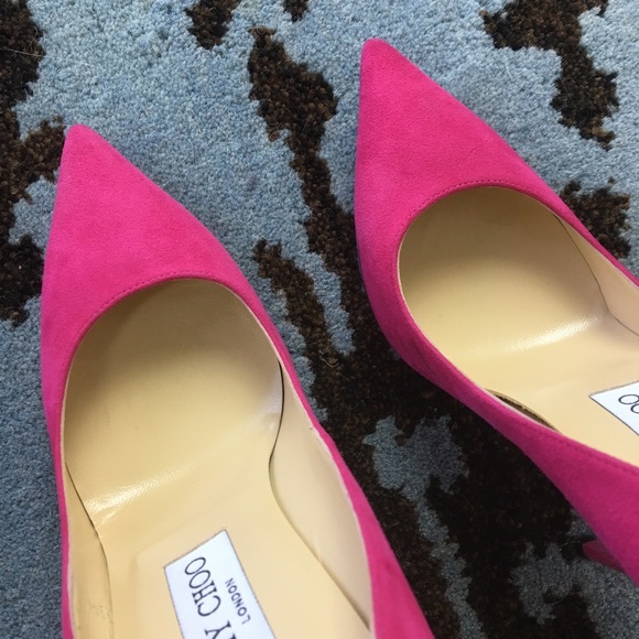 WORN ONCE! Jimmy Choo Pink Fuchsia Suede Anouk - Picture 8 of 8