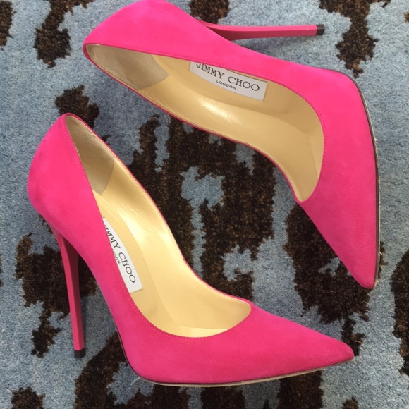 WORN ONCE! Jimmy Choo Pink Fuchsia Suede Anouk - Picture 4 of 8