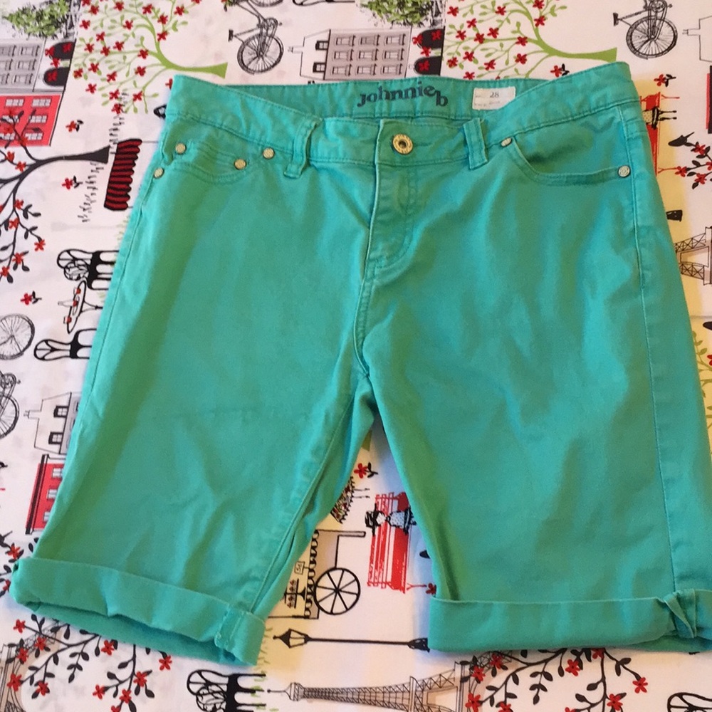 Turquoise jean shorts