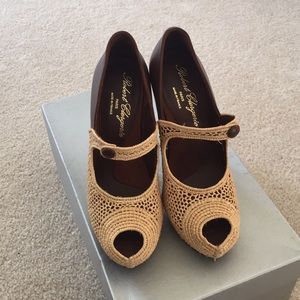 NIB Robert Clergerie made in France straw booties