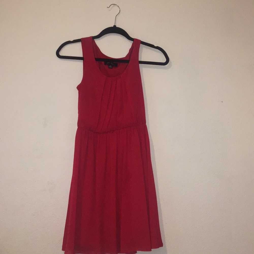 A classic pure red dress.