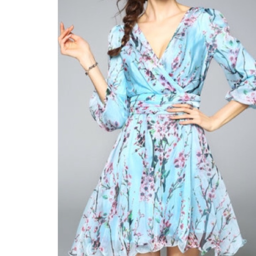 Blue and  cherry blossom dress