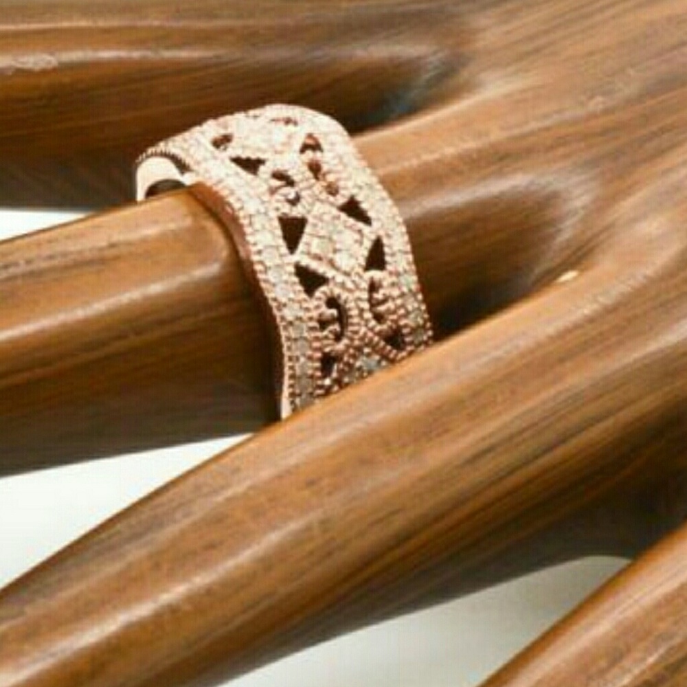 Genuine .5ct Diamond 14k Rose Gold Sterling Silver - Picture 1 of 5