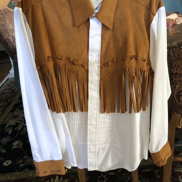 Western suede fringe button down - Picture 3 of 5