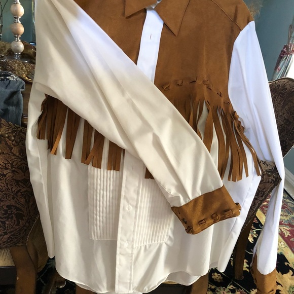 Western suede fringe button down - Picture 5 of 5