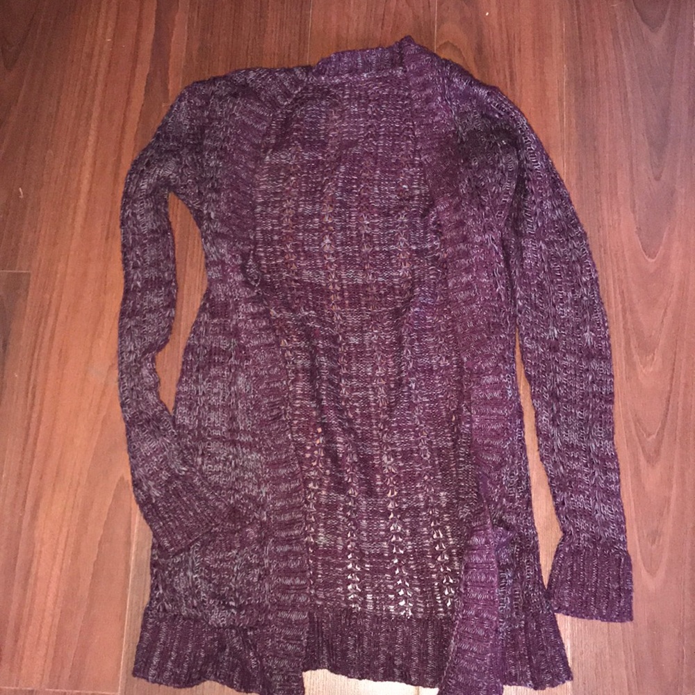 Maroon and grey long sweater