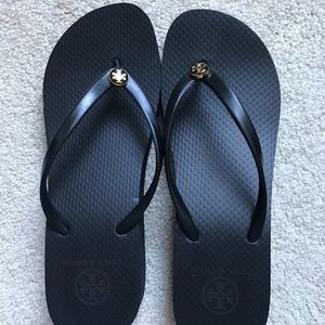 Tory Burch Black Wedge Flip Flop - Size 8
