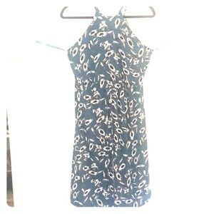 Ann Taylor Loft midi high neck drawstring dress.
