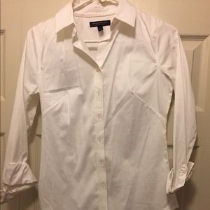 Three quarter length white dress shirt