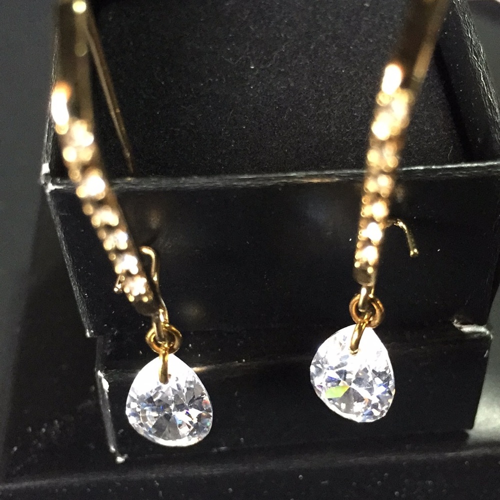 French Hoop Faux Crystal Earrings